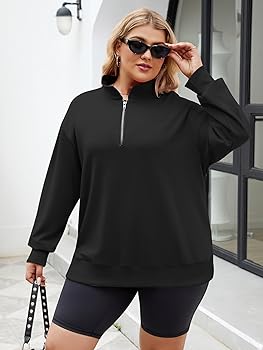 Chulianyouhuo Womens Plus Size Half Zip Pullover Long Sleeve